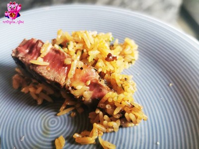 New Zealand Ribeye With Rice And Thai Spicy Sauce