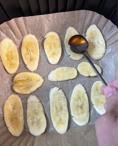 วิธีทำ Banana honey almond black sesame by air fryer