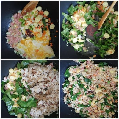 วิธีทำ ข้าวผัดแหนมใส่ผักเยอะๆ  
🥘🍛🥦🌽🥕🥒