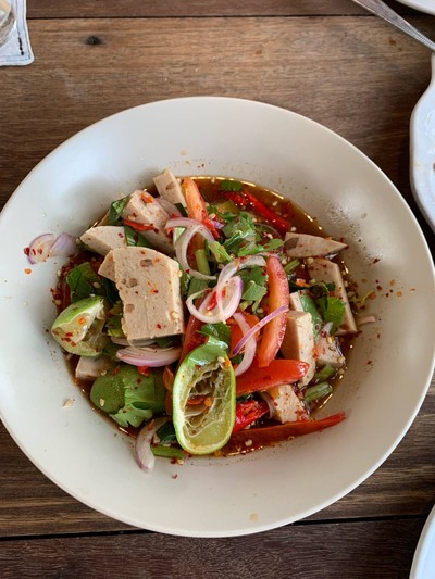 ยำหมูยอไข่เค็ม