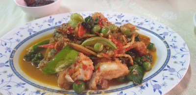เนื้อปลาเก๋าผัดฉ่า