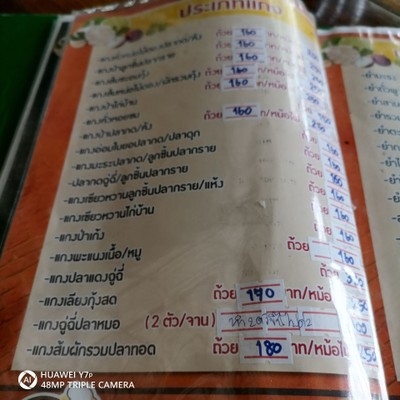 ป้ายราคาหรือสมุดเมนู