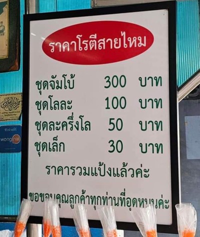 ป้ายราคาหรือสมุดเมนู