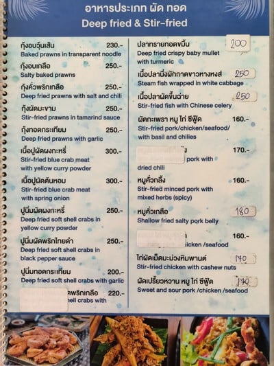 ป้ายราคาหรือสมุดเมนู