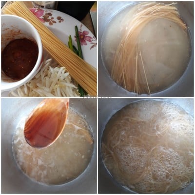 วิธีทำ ซุปสปาเก็ตตี้กับหมูผัดพริกป่นเกาหลี
