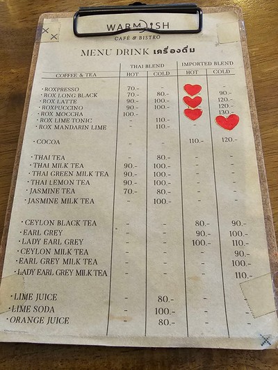 ป้ายราคาหรือสมุดเมนู