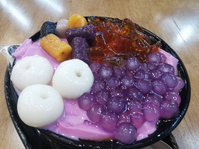 P4 ทาโรบอลมิกซ์+บราวน์ชูการ์เยลลี่+โมจิไต้หวัน+ไข่มุกมันม่วง