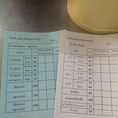 ป้ายราคาหรือสมุดเมนู