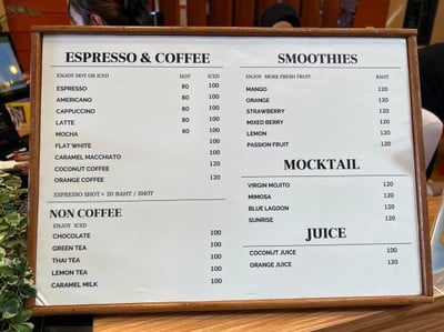 ป้ายราคาหรือสมุดเมนู