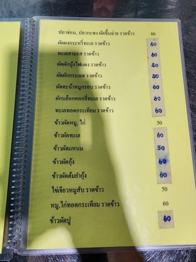 ป้ายราคาหรือสมุดเมนู