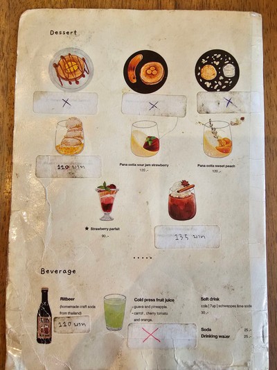 ป้ายราคาหรือสมุดเมนู