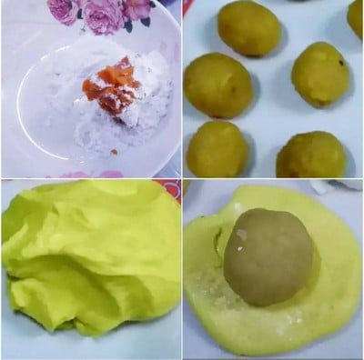 วิธีทำ ขนมหัวล้านแป้งฟักทองใส้ถั่ว วิธีทำ ขนมหัวล้านแป้งฟักทองใส้ถั่ว