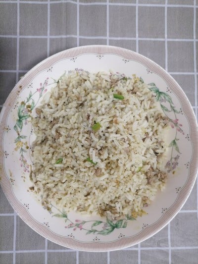 ข้าวผัดแกงเขียวหวานหมูสับ