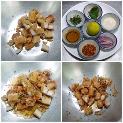 วิธีทำ ลาบไก่ชิ้นทอด