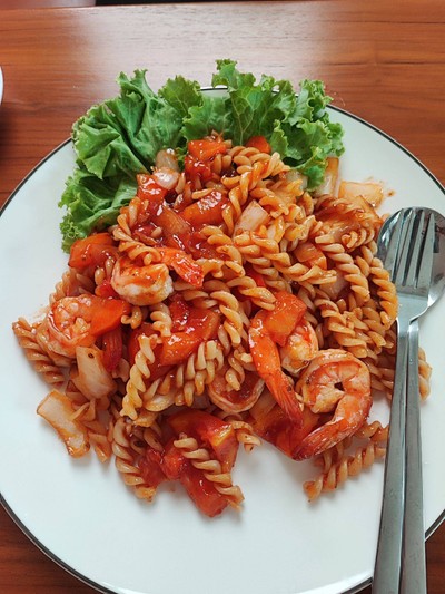 สปาเก็ตตี้กุ้ง เส้นหนึบ อร่อย