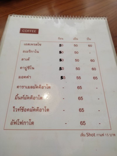 ป้ายราคาหรือสมุดเมนู