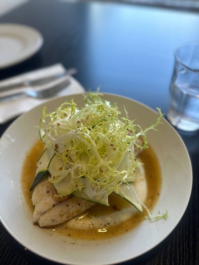 Pan fried sea bass with brown butter