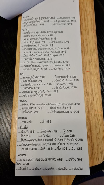 ป้ายราคาหรือสมุดเมนู