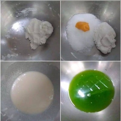 วิธีทำ ขนมเปียกปูนใบเตยหน้ากะทิสด