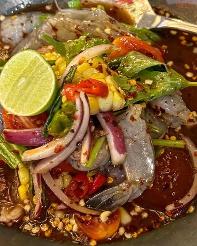 ตำข้าวโพดกุ้งสด