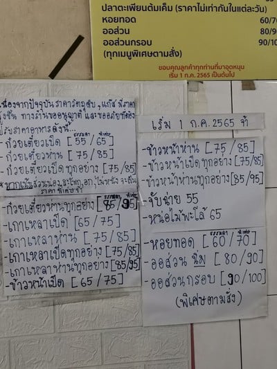 ป้ายราคาหรือสมุดเมนู