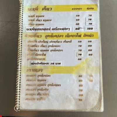 ป้ายราคาหรือสมุดเมนู