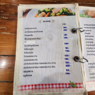 ป้ายราคาหรือสมุดเมนู