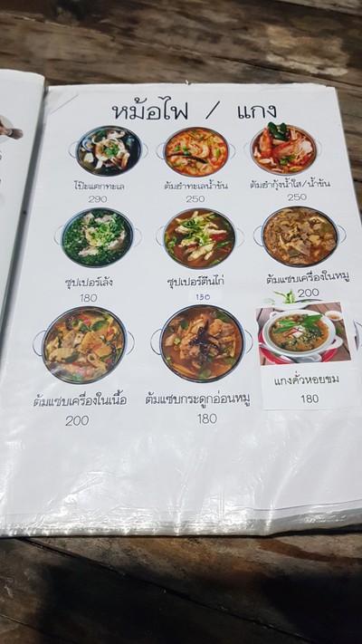 ป้ายราคาหรือสมุดเมนู