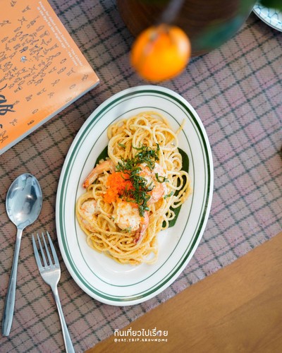 สปาเก็ตตี้ไข่ครีมไข่กุ้ง