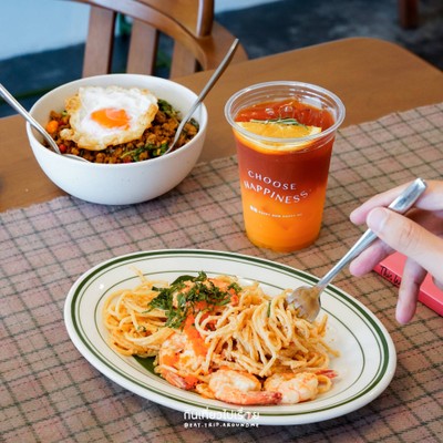สปาเก็ตตี้ไข่ครีมไข่กุ้ง