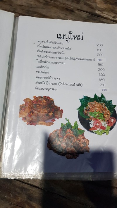 ป้ายราคาหรือสมุดเมนู