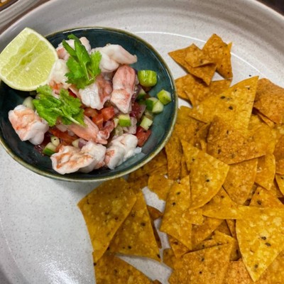 Chips and Shrimp Ceviche