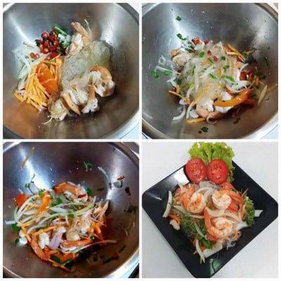 วิธีทำ ยำวุ้นเส้นกุ้งสด วิธีทำ ยำวุ้นเส้นกุ้งสด