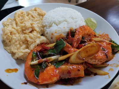 ข้าวต้มยำกุ้ง ไข่ข้น