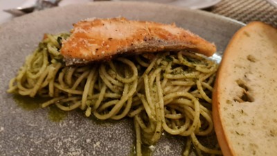 Pesto Sauce With Grill Salmon