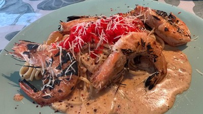 สปากุ้งย่างซอสครีมมิโสะ อิบิโกะออนท้อป