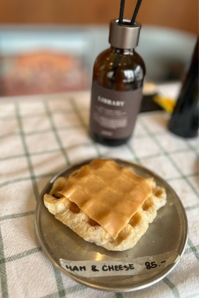 🧇 Ham & Cheese Waffle. (Price 85 Baht.)