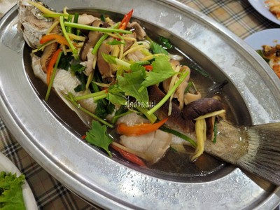 ปลากระพงนึ่งซีอิ๊ว