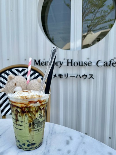 🍵 Iced Memory Matcha Green Tea With Teddy Bear Jelly. (Price 169 Baht.)