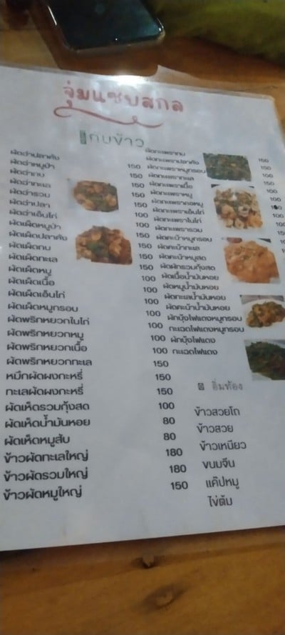 ป้ายราคาหรือสมุดเมนู