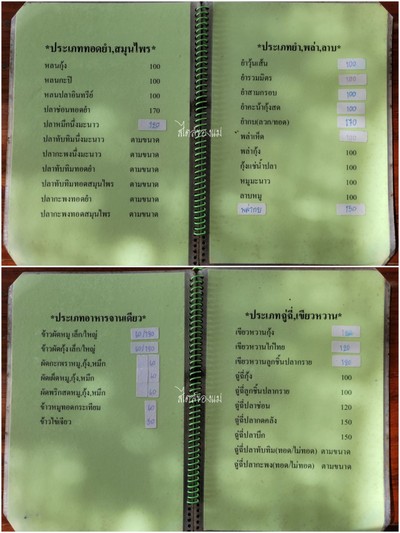 ป้ายราคาหรือสมุดเมนู