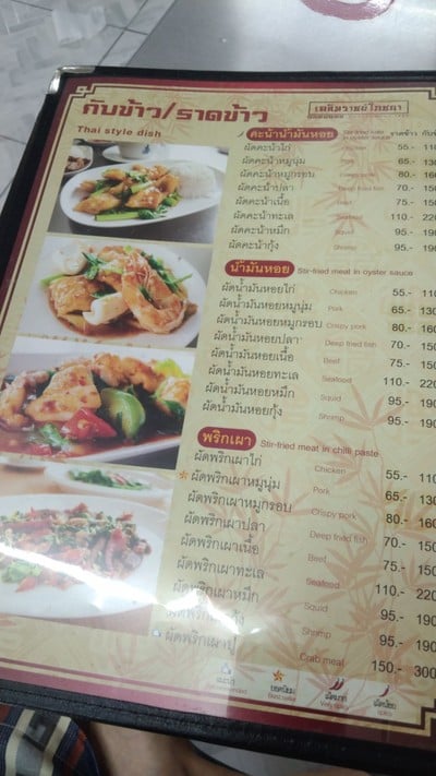 ป้ายราคาหรือสมุดเมนู