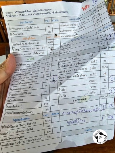 ป้ายราคาหรือสมุดเมนู