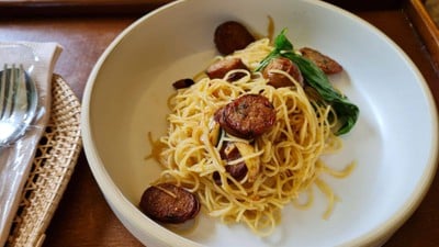 Spaghetti ไส้อั่วพริกกระเทียม