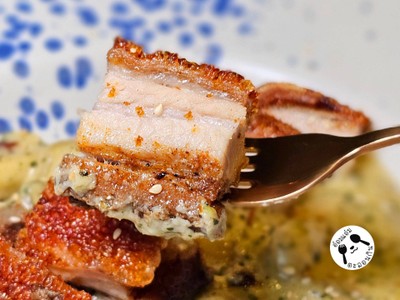 Korean Basil Tteok-Bokki with Super Crispy Pork Belly