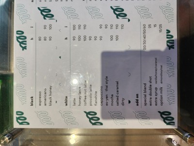 ป้ายราคาหรือสมุดเมนู