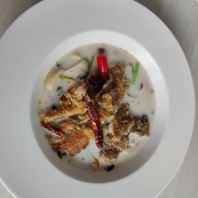 ต้มข่าปลาสลิด Tom Kha Gourami Fish