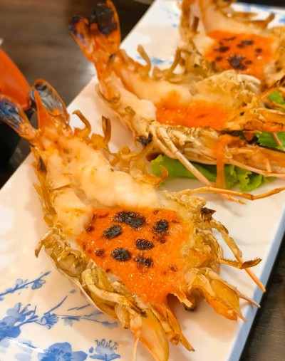 กุ้งแม่น้ำเผาซอสเมนไทโกะ