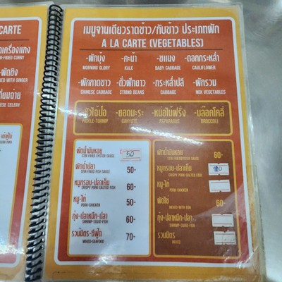 ป้ายราคาหรือสมุดเมนู