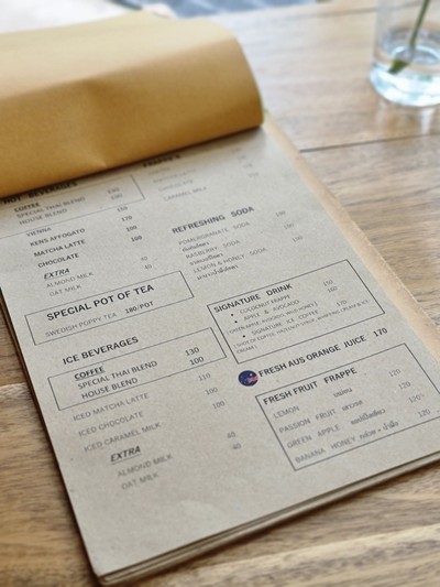 ป้ายราคาหรือสมุดเมนู